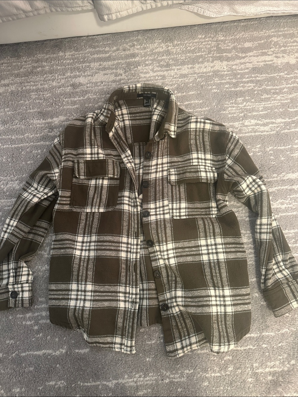 Forever 21 Olive Green Plaid Shirt Jacket